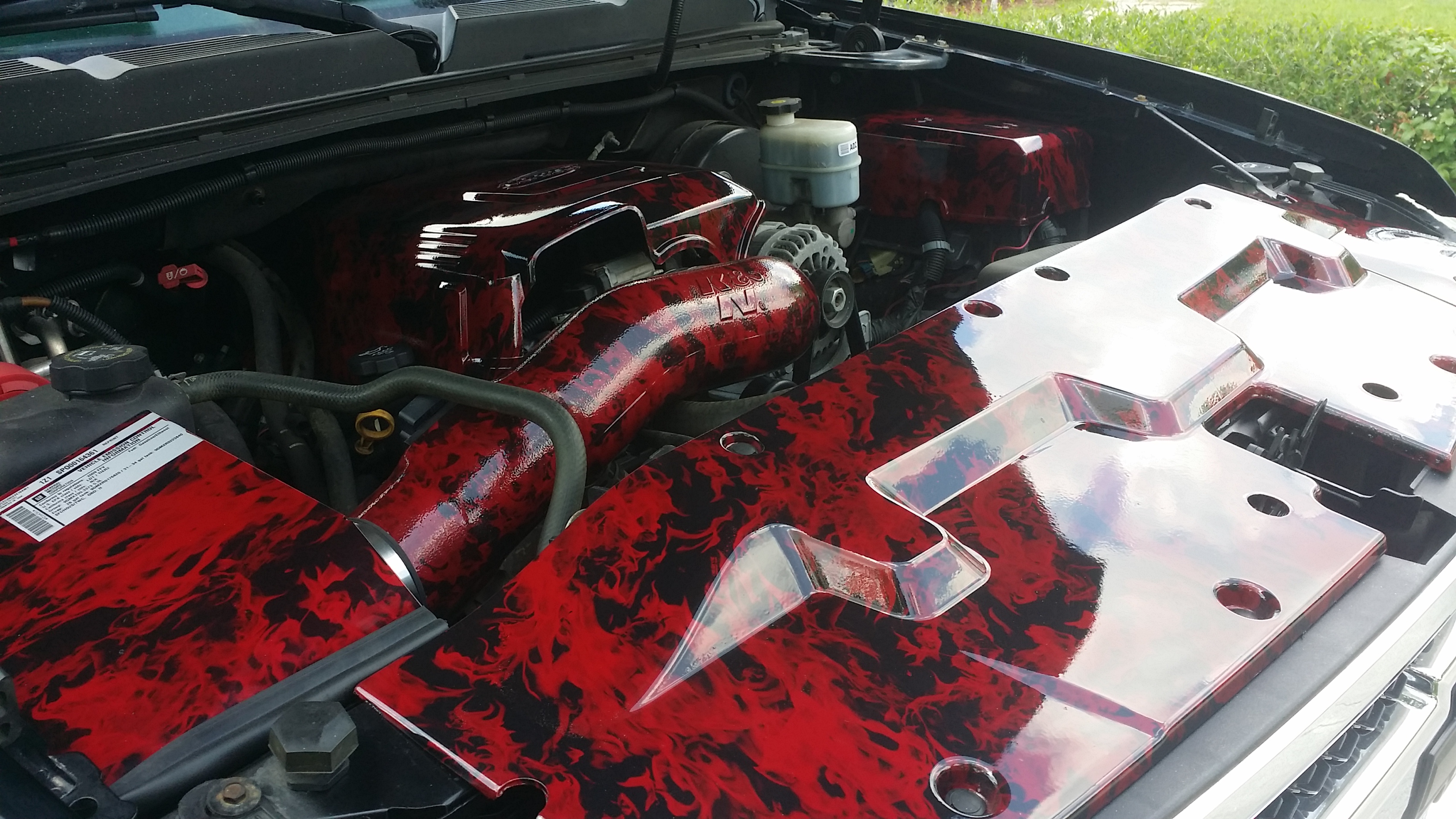 Hydro dipped engine bay