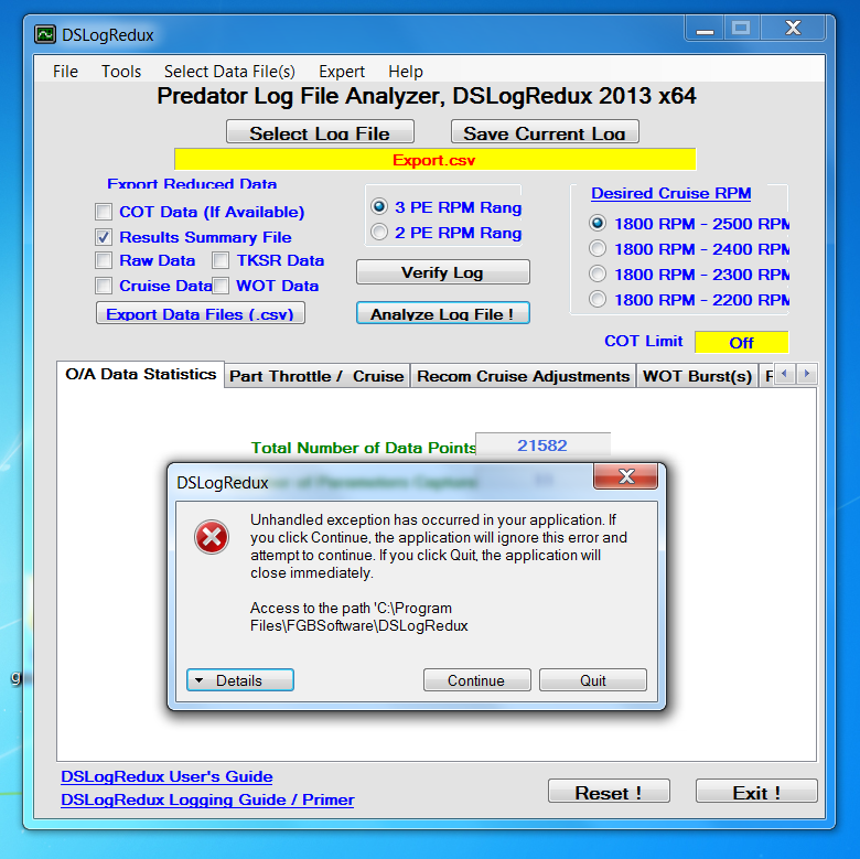 error message